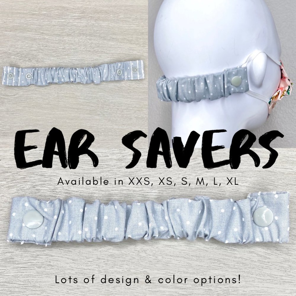 THE BEST EAR SAVERS Multiple Sizes Grey Polka Dot